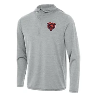 Men's Antigua Heather Chicago Bears Bear Logo Tidy Quarter-Zip Pullover Hoodie