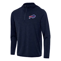 Men's Antigua Heather Navy Buffalo Bills  Tidy Quarter-Zip Pullover Hoodie