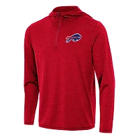 Men's Antigua Heather Red Buffalo Bills  Tidy Quarter-Zip Pullover Hoodie