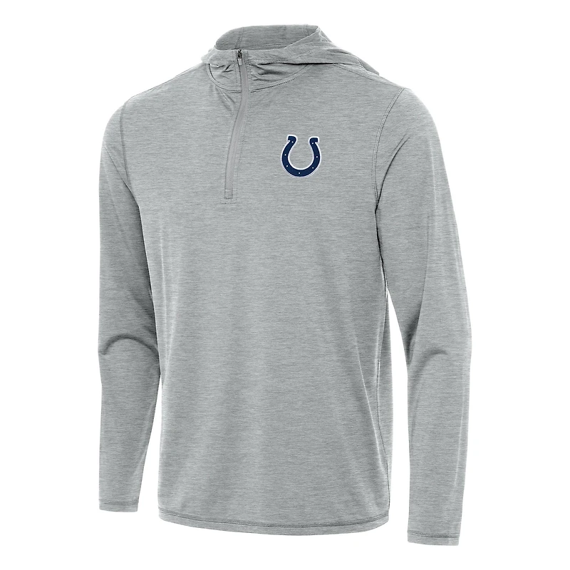 Men's Antigua Heather Gray Indianapolis Colts  Tidy Quarter-Zip Pullover Hoodie