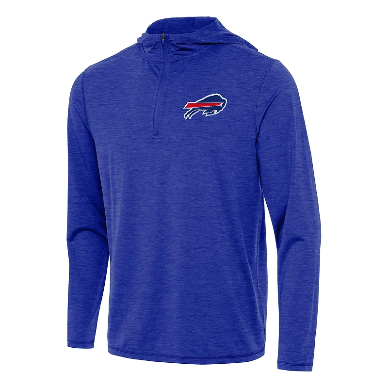 Men's Antigua Heather Royal Buffalo Bills  Tidy Quarter-Zip Pullover Hoodie