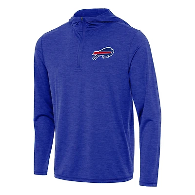 Men's Antigua Heather Royal Buffalo Bills Tidy Quarter-Zip Pullover Hoodie