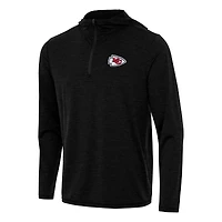 Men's Antigua Heather Black Kansas City Chiefs  Tidy Quarter-Zip Pullover Hoodie