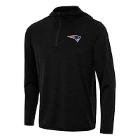 Men's Antigua Heather Black New England Patriots  Tidy Quarter-Zip Pullover Hoodie