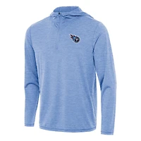 Men's Antigua Heather Light Blue Tennessee Titans  Tidy Quarter-Zip Pullover Hoodie