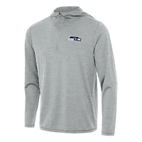 Men's Antigua Heather Gray Seattle Seahawks  Tidy Quarter-Zip Pullover Hoodie