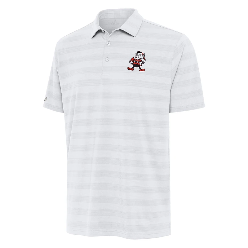 Men's Antigua White Cleveland Browns Brownie Logo Tunnel Polo