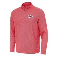 Men's Antigua Heather Red Kansas City Chiefs Subtle Quarter-Zip Top