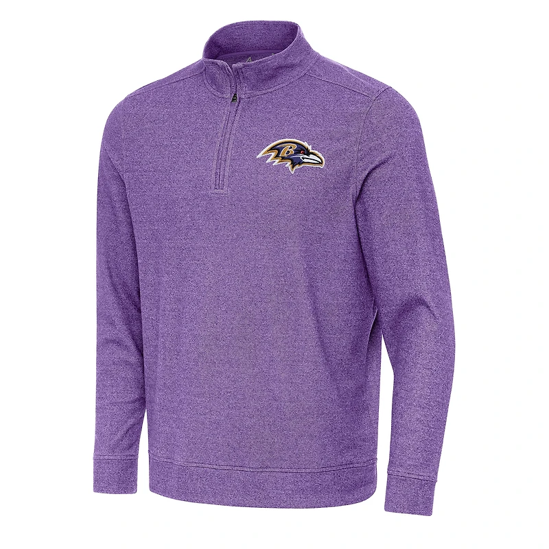 Men's Antigua Heather Purple Baltimore Ravens Subtle Quarter-Zip Top