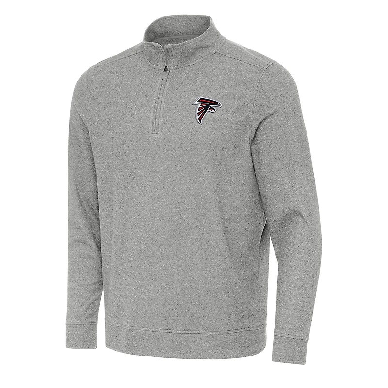 Men's Antigua Heather Gray Atlanta Falcons Subtle Quarter-Zip Top