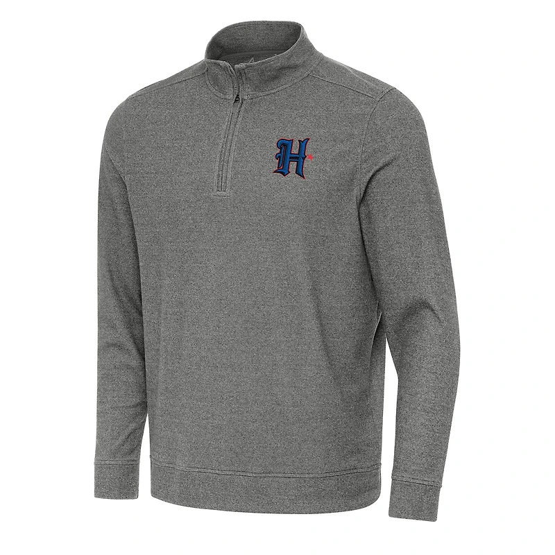 Men's Antigua Heather Black Houston Texans Subtle Quarter-Zip Top