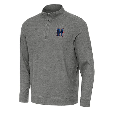 Men's Antigua Heather Black Houston Texans Subtle Quarter-Zip Top