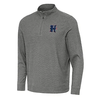 Men's Antigua Heather Black Houston Texans Subtle Quarter-Zip Top