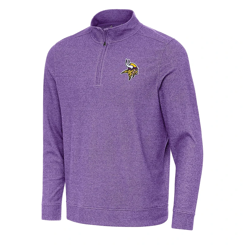 Men's Antigua Heather Purple Minnesota Vikings Subtle Quarter-Zip Top