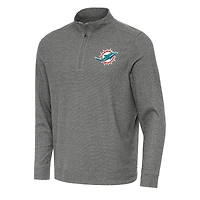 Men's Antigua Heather Black Miami Dolphins Subtle Quarter-Zip Top