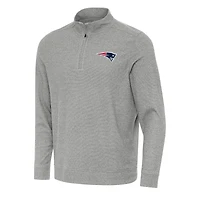 Men's Antigua Heather Gray New England Patriots Subtle Quarter-Zip Top