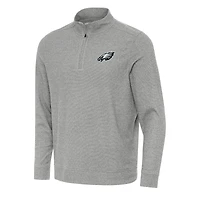Men's Antigua Heather Gray Philadelphia Eagles Subtle Quarter-Zip Top
