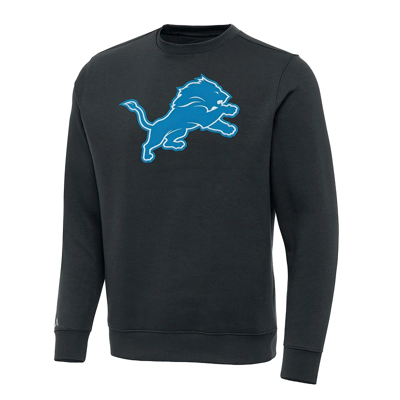 Men's Antigua Charcoal Detroit Lions Victory Pullover Sweatshirt