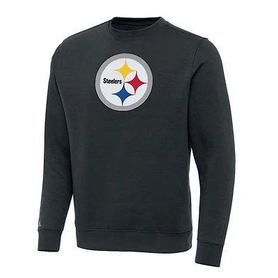 Men's Antigua Charcoal Pittsburgh Steelers Victory Pullover Sweatshirt