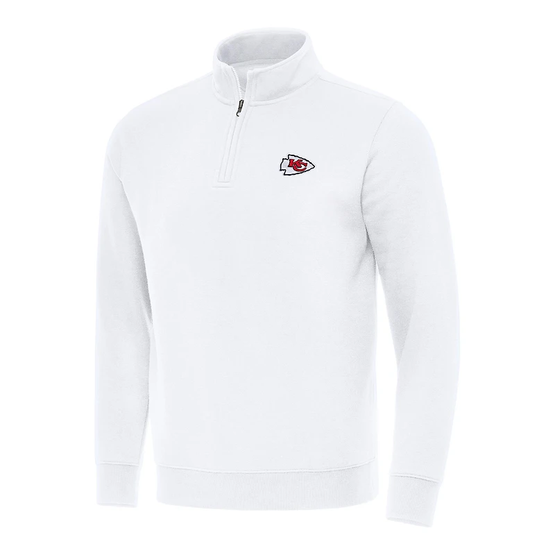 Men's Antigua White Kansas City Chiefs Victory Quarter-Zip Pullover Top