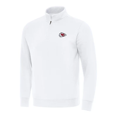 Men's Antigua White Kansas City Chiefs Victory Quarter-Zip Pullover Top