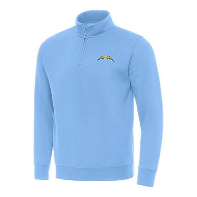 Men's Antigua Powder Blue Los Angeles Chargers Victory Quarter-Zip Pullover Top