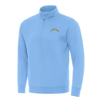Men's Antigua Powder Blue Los Angeles Chargers Victory Quarter-Zip Pullover Top