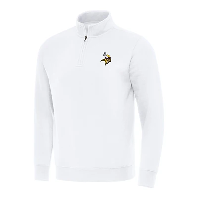 Men's Antigua White Minnesota Vikings Victory Quarter-Zip Pullover Top