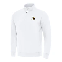 Men's Antigua White Minnesota Vikings Victory Quarter-Zip Pullover Top