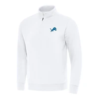 Men's Antigua White Detroit Lions Victory Quarter-Zip Pullover Top