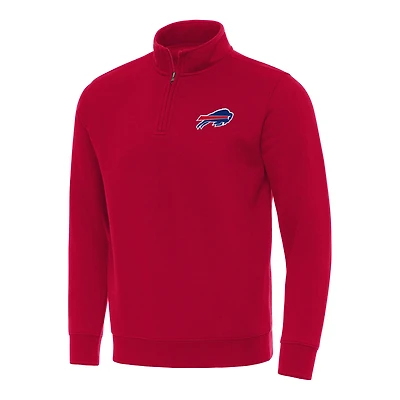Men's Antigua Red Buffalo Bills Victory Quarter-Zip Pullover Top