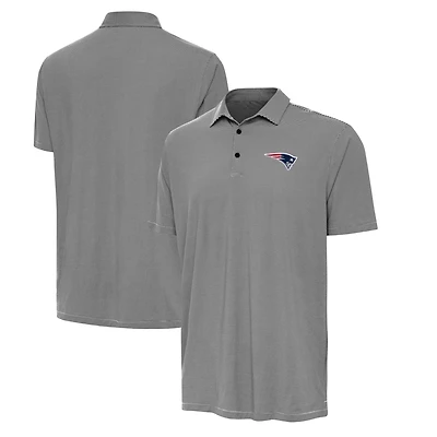 Men's Antigua Black/White New England Patriots Twine Performance Polo
