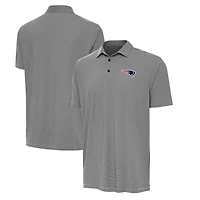 Men's Antigua Black/White New England Patriots Twine Performance Polo