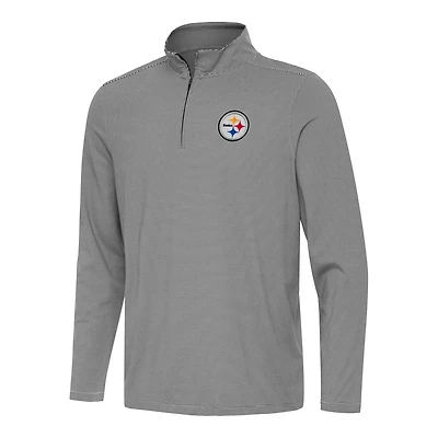 Men's Antigua  Black/White Pittsburgh Steelers Twine Quarter-Zip Jacket