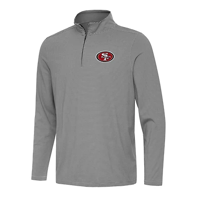Men's Antigua  Black/White San Francisco 49ers Twine Quarter-Zip Jacket