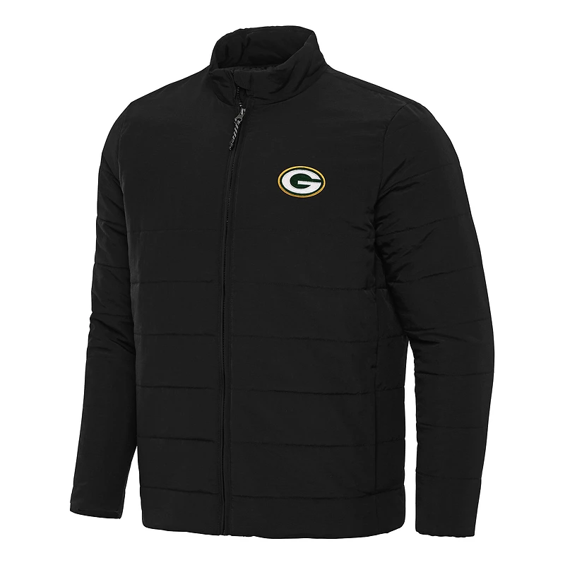 Men's Antigua Black Green Bay Packers Swelter Full-Zip Jacket
