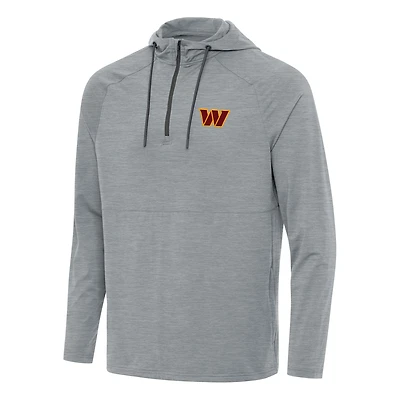 Men's Antigua  Heather Gray Washington Commanders Spikes Quarter-Zip Pullover Hoodie