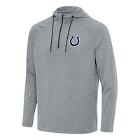 Men's Antigua  Heather Gray Indianapolis Colts Spikes Quarter-Zip Pullover Hoodie