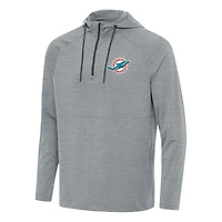Men's Antigua  Heather Gray Miami Dolphins Spikes Quarter-Zip Pullover Hoodie