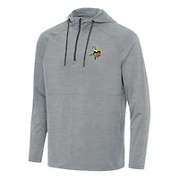 Men's Antigua  Heather Gray Minnesota Vikings Spikes Quarter-Zip Pullover Hoodie