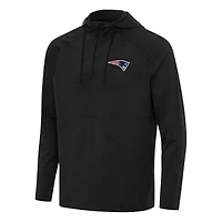 Men's Antigua  Heather Black New England Patriots Spikes Quarter-Zip Pullover Hoodie