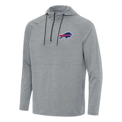 Men's Antigua Heather Gray Buffalo Bills Spikes Quarter-Zip Pullover Hoodie