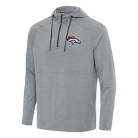 Men's Antigua  Heather Gray Denver Broncos Spikes Quarter-Zip Pullover Hoodie