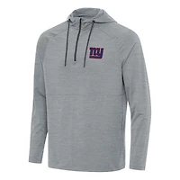 Men's Antigua  Heather Gray New York Giants Spikes Quarter-Zip Pullover Hoodie