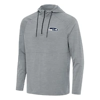 Men's Antigua  Heather Gray Seattle Seahawks Spikes Quarter-Zip Pullover Hoodie