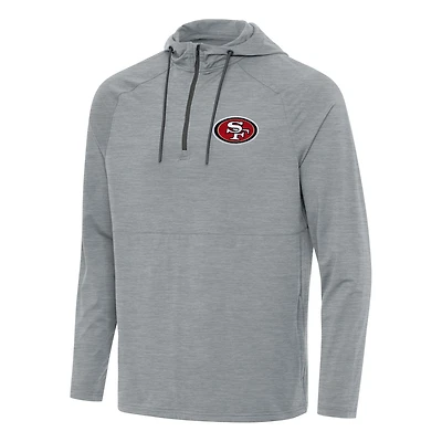 Men's Antigua  Heather Gray San Francisco 49ers Spikes Quarter-Zip Pullover Hoodie
