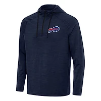 Men's Antigua  Heather Navy Buffalo Bills Spikes Quarter-Zip Pullover Hoodie