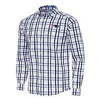 Men's Antigua Navy/Gray New England Patriots Tending Woven Tri-Blend Long Sleeve Button-Down Shirt