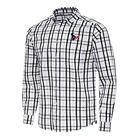 Men's Antigua /Gray Houston Texans Tending Woven Tri-Blend Long Sleeve Button-Down Shirt