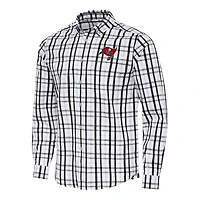 Men's Antigua /Gray Tampa Bay Buccaneers Tending Woven Tri-Blend Long Sleeve Button-Down Shirt